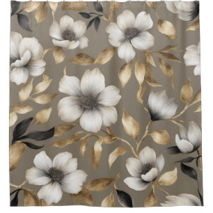 Light Brown Gold Black White Floral