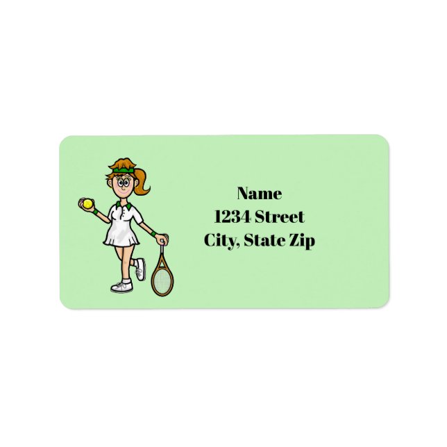 Light Brown Hair Female Tennis Player Labels (Front)
