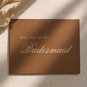 Light Brown + Ivory Autumn Bridesmaid Proposal  Card