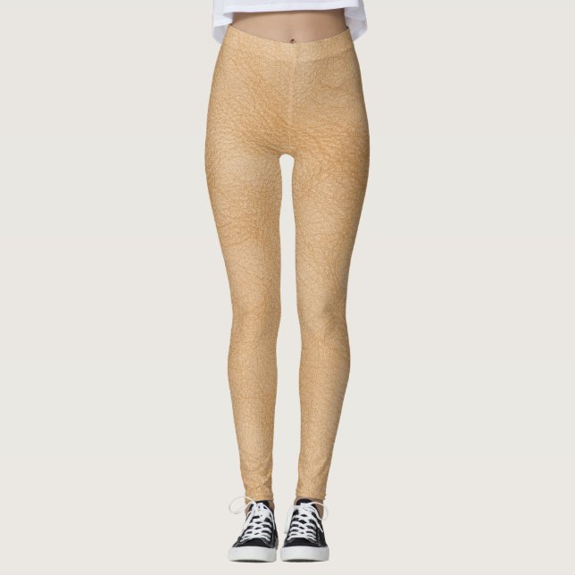 Light brown, leather texture background. leggings (Front)