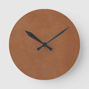 Light Brown Leather's Digital Print Round Clock
