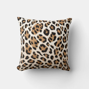 Light Brown Leopard Print  Throw Pillow