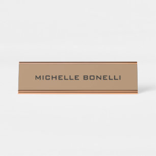 Light Brown Minimalist Plain Modern Desk Name Plate