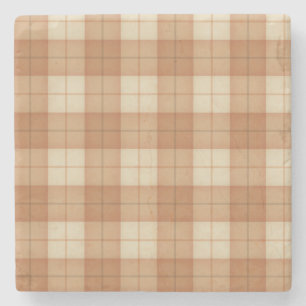 Light Brown Plaid Tartan Stone Coaster