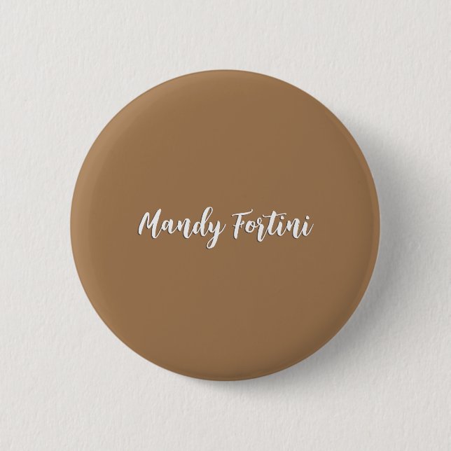 Light Brown Plain Elegant Minimalist Calligraphy 2 Inch Round Button (Front)