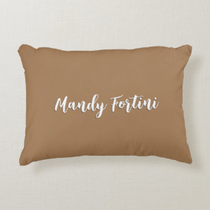 Light Brown Plain Elegant Minimalist Calligraphy Accent Pillow