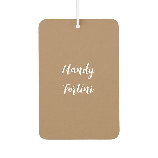 Light Brown Plain Elegant Minimalist Calligraphy Air Freshener (Front)