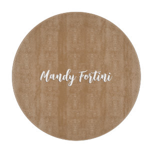 Light Brown Plain Elegant Minimalist Calligraphy Cutting Board