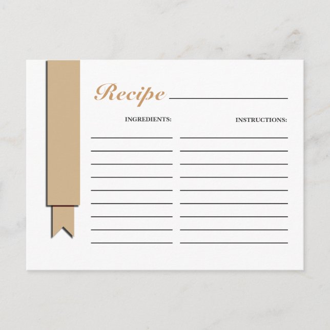Light Brown Ribbon Recipe Card (Front)