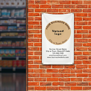 Light Brown Round Business Brand on Portrait Banner