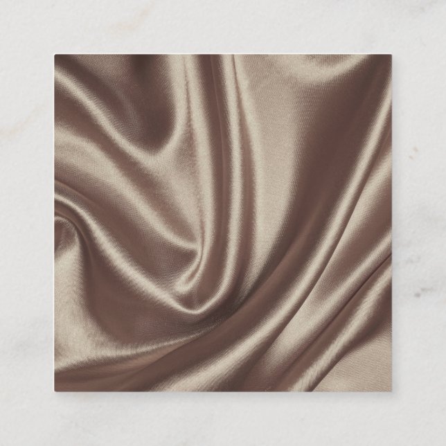 Light brown silk fabric square business card (Back)