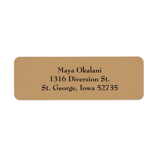 Light Brown Simple Plain Return Address Labels (Front)