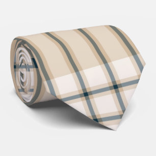 Light Brown Stripped Elegant Tartan Plaid Neck Tie