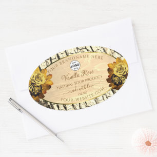 Light Brown Wood Grain Roses Product Labels Logo
