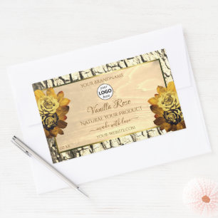 Light Brown Wood Grain Roses Product Labels Logo