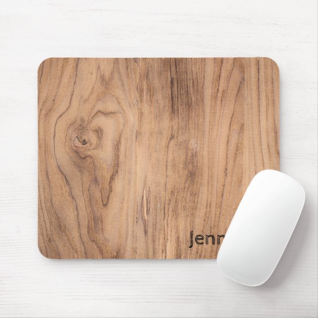 Light Brown Wood Grain with Name Personalization Mouse Pad (With Mouse)