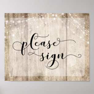 Light Brown Wood & Lights Please Sign