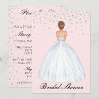 Light Brunette Bride Illustration Bridal Shower
