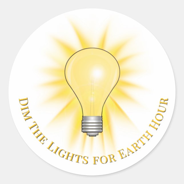 Light Bulb Dim The Lights Earth Hour  Classic Round Sticker (Front)