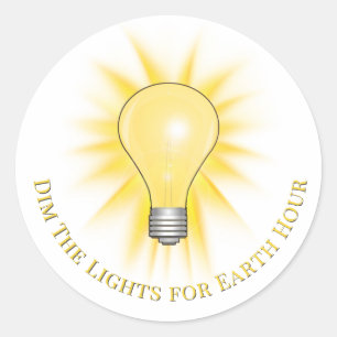 Light Bulb Dim The Lights Earth Hour Classic Round Sticker