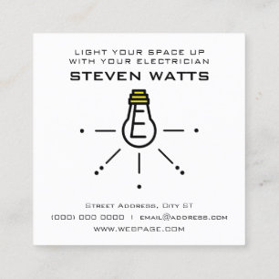 Light bulb electrical services logo square business card