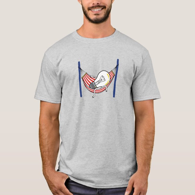Light Bulb Hammock Cartoon Funny Gift T-Shirt (Front)