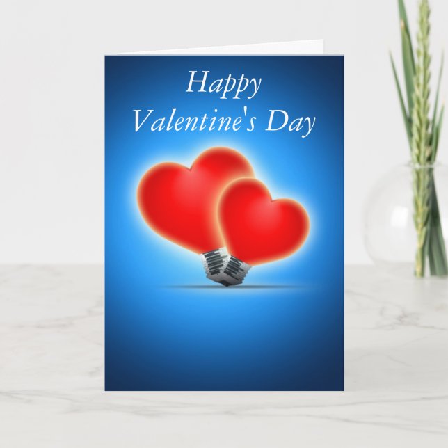 Light bulb hearts holiday card (Front)