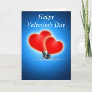 Light bulb hearts holiday card