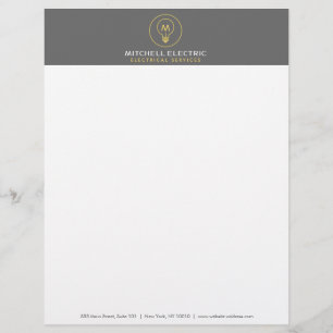 LIGHT BULB MONOGRAM LOGO for ELECTRICANS Letterhead