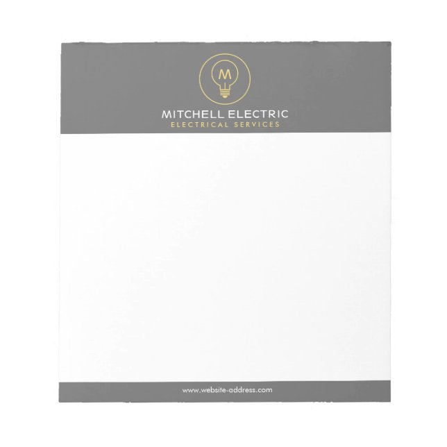LIGHT BULB MONOGRAM LOGO for ELECTRICANS Notepad (Front)