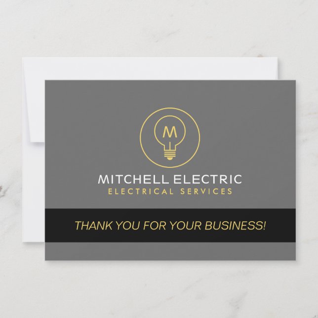 LIGHT BULB MONOGRAM LOGO Thank You Card (Front)