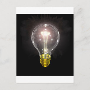 light bulb on blk 3 inch flare postcard