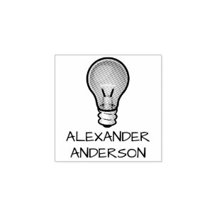 Light Bulb Personalize Rubber Stamp