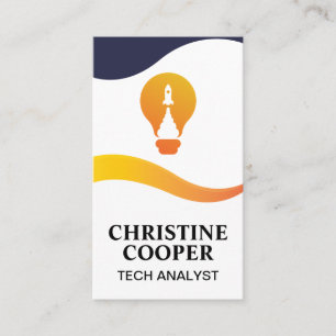 Light Bulb Rocket Logo   Wave Design Business Card