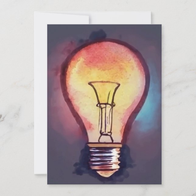 Light Bulb Watercolor Painting, Bulb Holiday Card (Front)