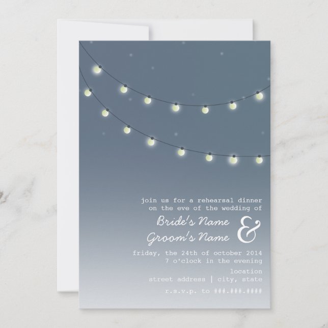Light Bulbs Evening Wedding Rehearsal Dinner Invitation (Front)