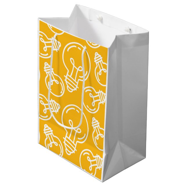 Light bulbs modern ideas entrepreneur yellow white medium gift bag (Front Angled)