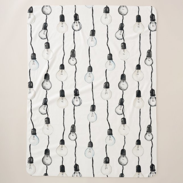 Light Bulbs Sherpa Blanket (Front)
