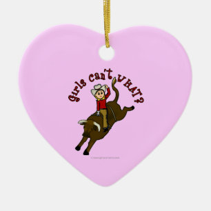 Light Bull Rider Ceramic Ornament