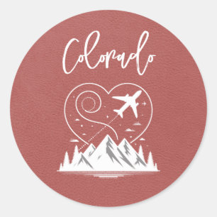 Light Burgundy Colorado Passport  Classic Round Sticker