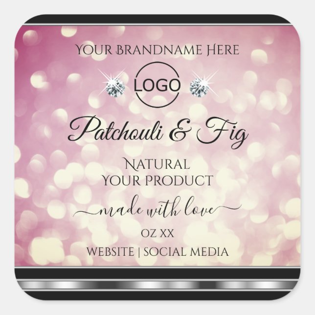 Light Burgundy Glitter Product Label Diamonds Logo (Front)