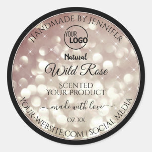 Light Burgundy Glitter Sparkle Logo Product Labels