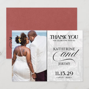Light Burgundy Mexico Passport Thank You Card