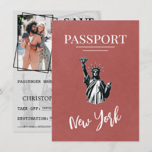 Light Burgundy New York City Passport Save The Date