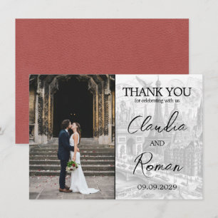 Light Burgundy Paris Passport Thank You Card