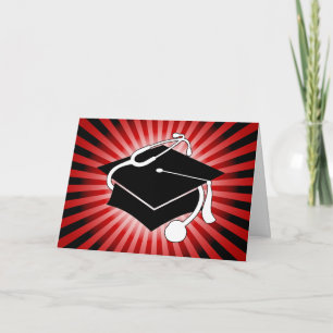 light burst medical graduation cap thank you card