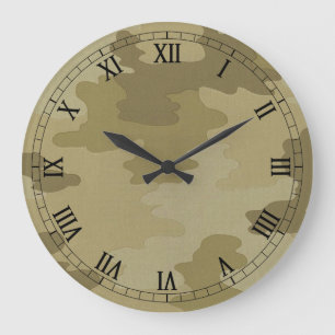 Light Camouflage Round Roman Numerals Clock