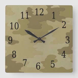 Light Camouflage Square Clock