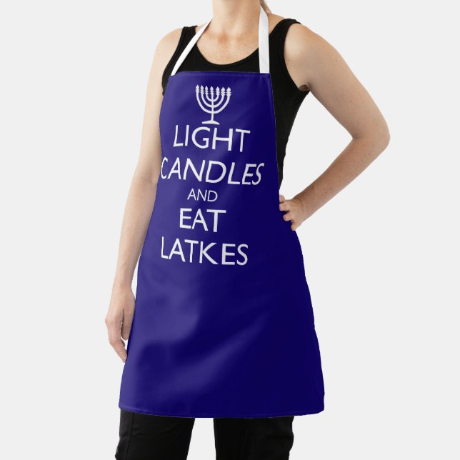 LIGHT CANDLES AND EAT LATKES APRON (Insitu)