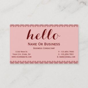 Light Carnation Pink Deep Red Hello Business Card